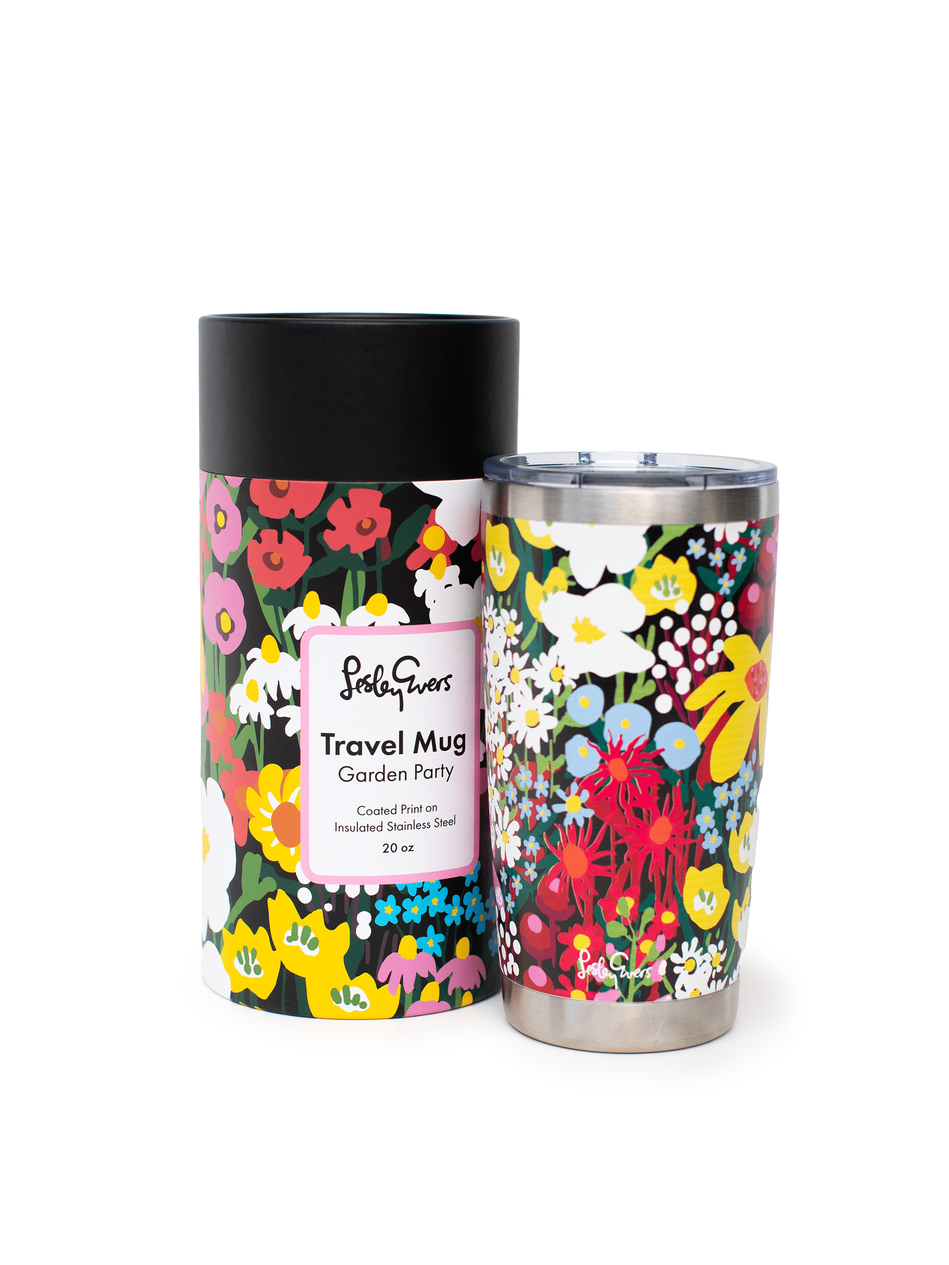 Garden Party 20oz travel tumbler - Lesley Evers - 23pinkrobeset - coffee cup - coffee mug
