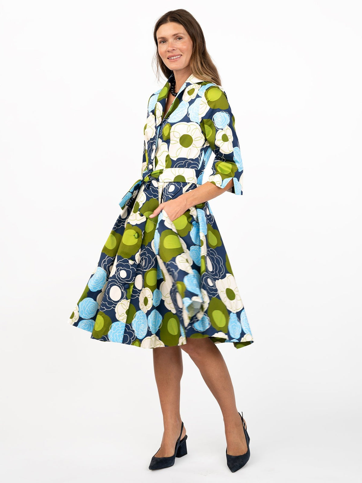 GRACE dress Flower Charm Navy - Lesley Evers-Dress-Grace-Shop