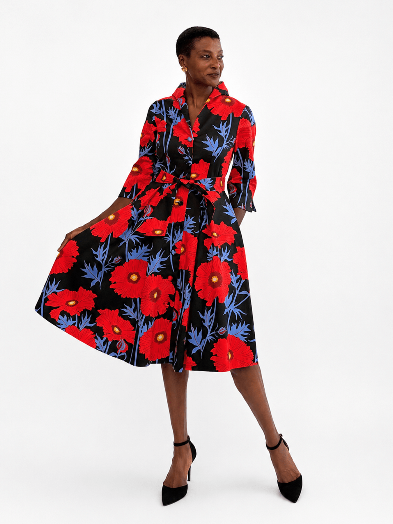 GRACE dress Tree Poppy Red - Lesley Evers-Dress-Grace-Shop