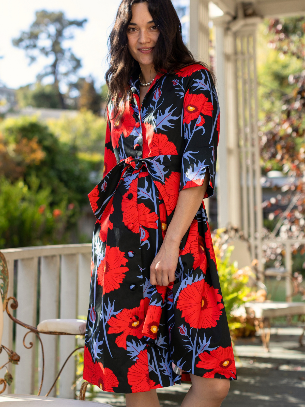 GRACE dress Tree Poppy Red - Lesley Evers-Dress-Grace-Shop