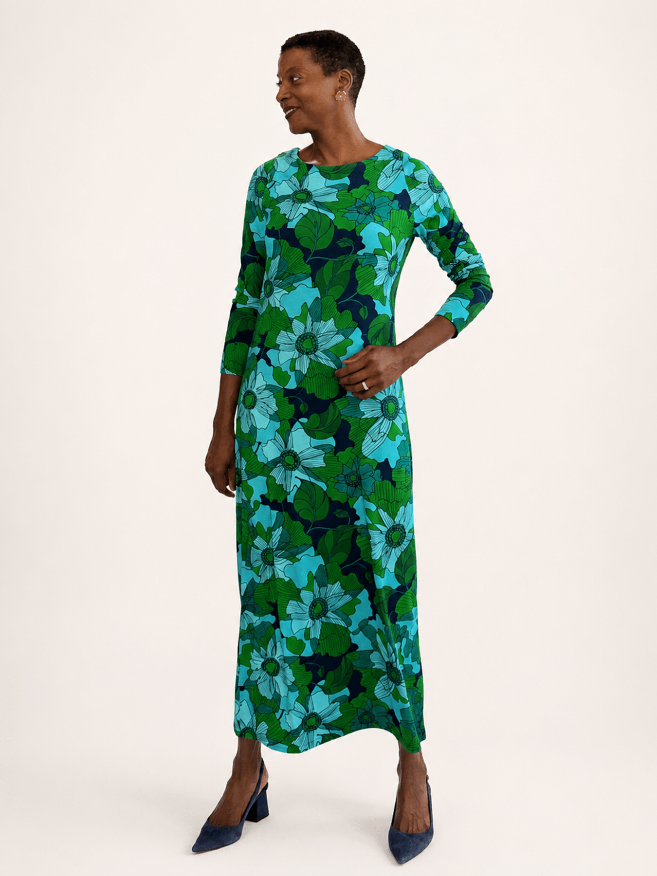 HARLOW dress Wild Bloom Navy - Lesley Evers-Dress-formal-Shop