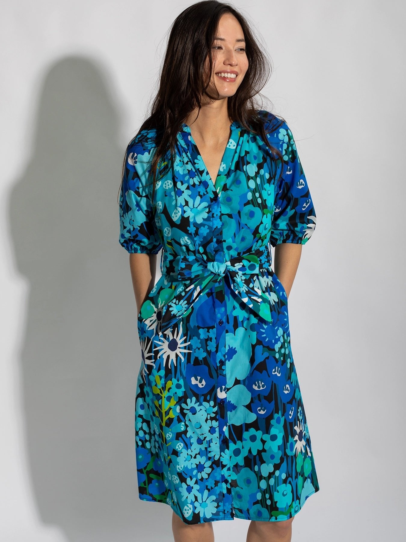 HARRIET dress Garden Party Blue - Lesley Evers - harriet - Shop - Shop/All Products