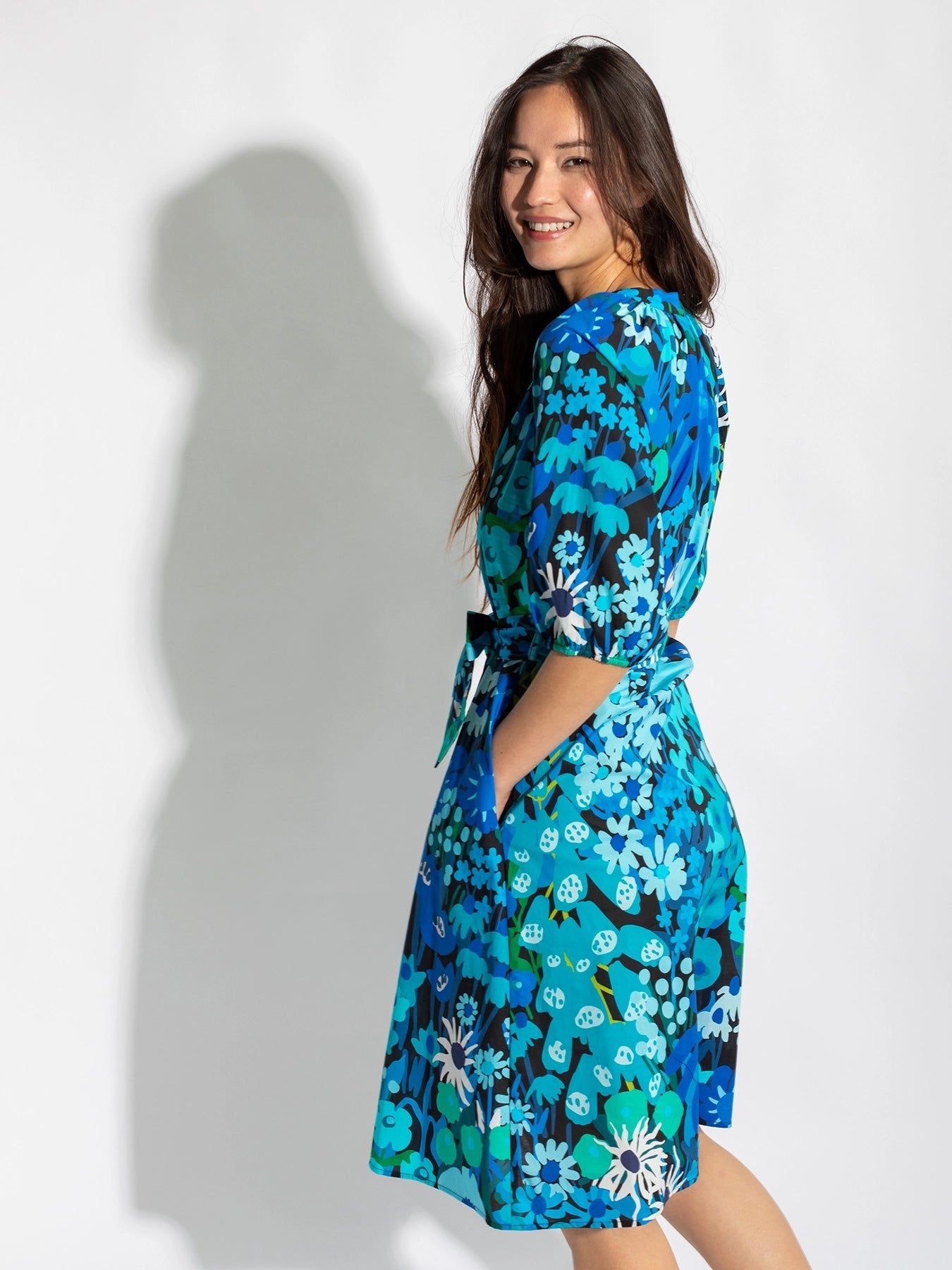 HARRIET dress Garden Party Blue - Lesley Evers - harriet - Shop - Shop/All Products