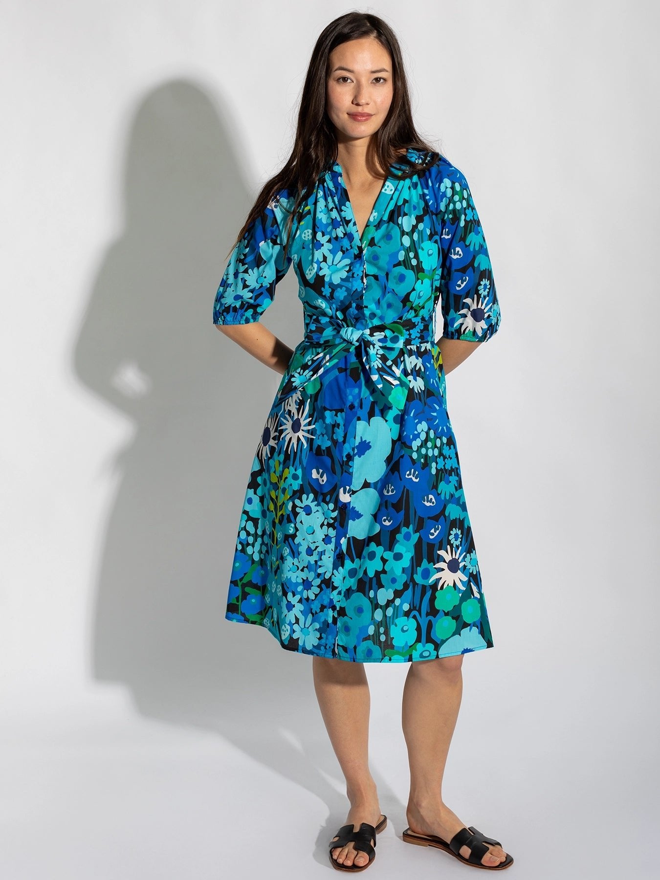 HARRIET dress Garden Party Blue - Lesley Evers - harriet - Shop - Shop/All Products
