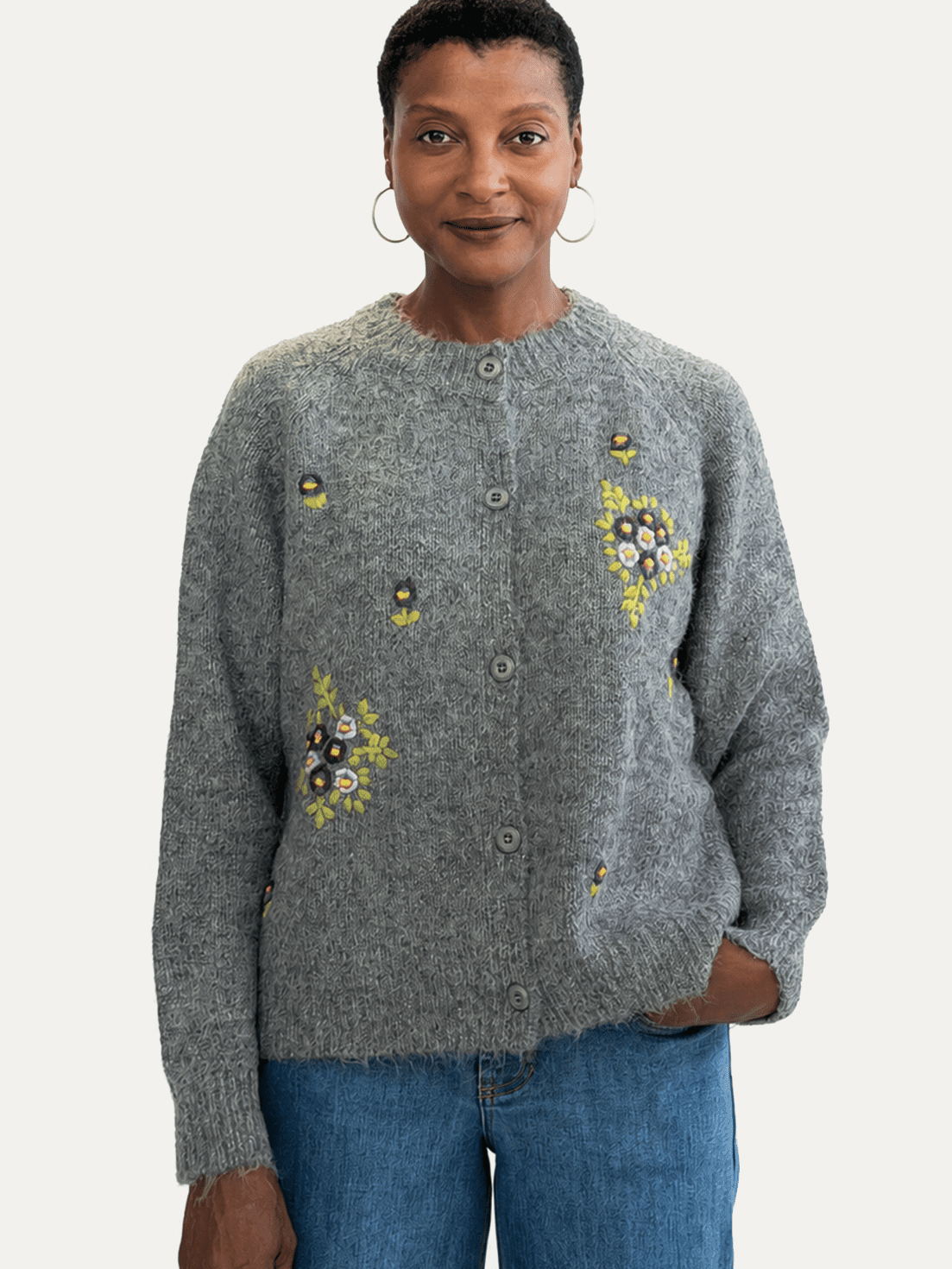 HAZEL cardigan Slate - Lesley Evers-cardigan-dinner with friends-emma