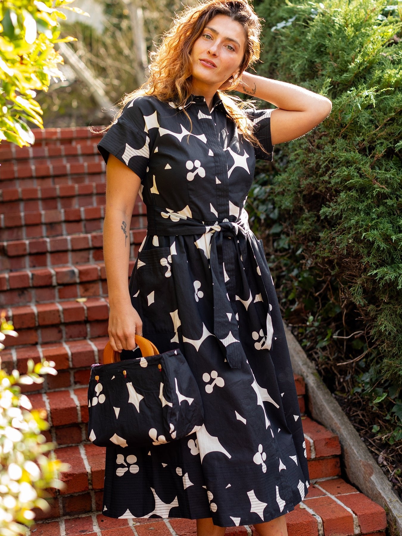 HEIDI dress Jumbo Blooms Black & Ivory - Lesley Evers - cotton dress - Dress - heidi