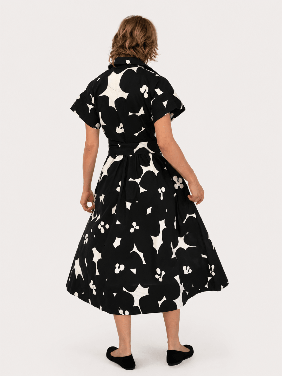 HEIDI dress Jumbo Blooms Black & Ivory - Lesley Evers-cotton dress-Dress-heidi
