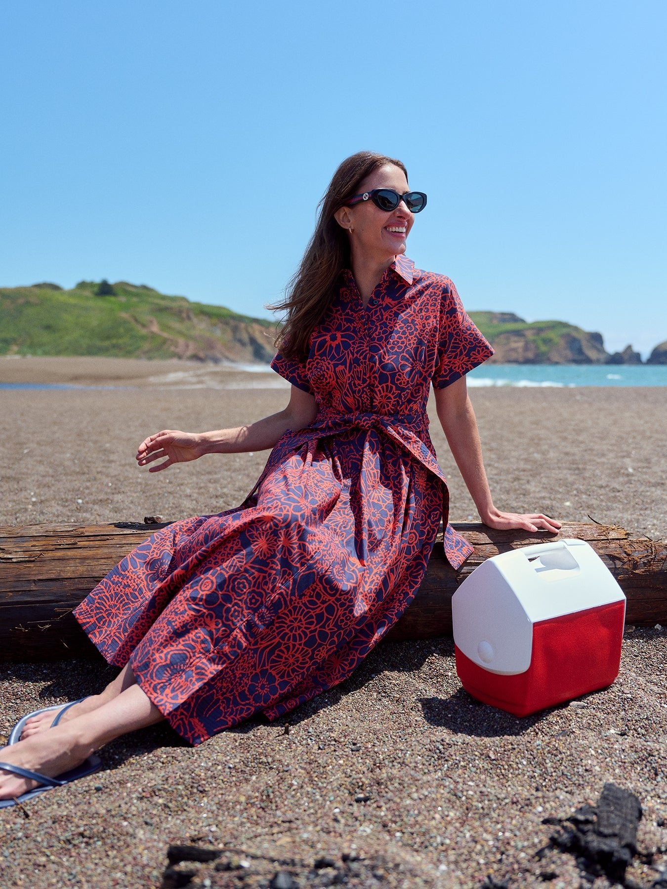 HEIDI dress Midsummer Navy and Red - Lesley Evers - cotton dress - Dress - heidi