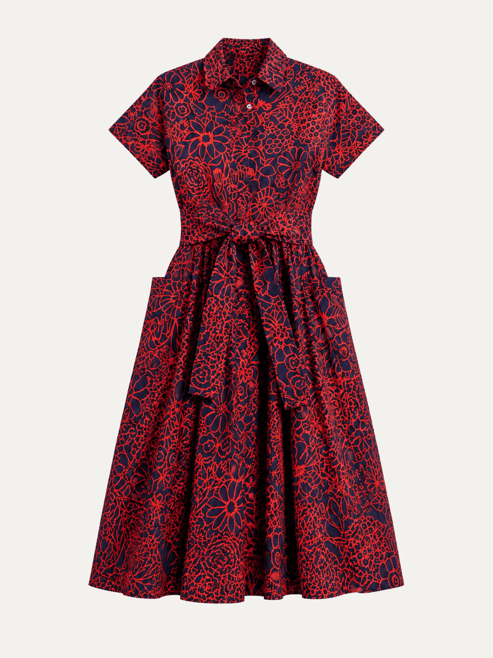 HEIDI dress Midsummer Navy and Red - Lesley Evers-cotton dress-Dress-heidi