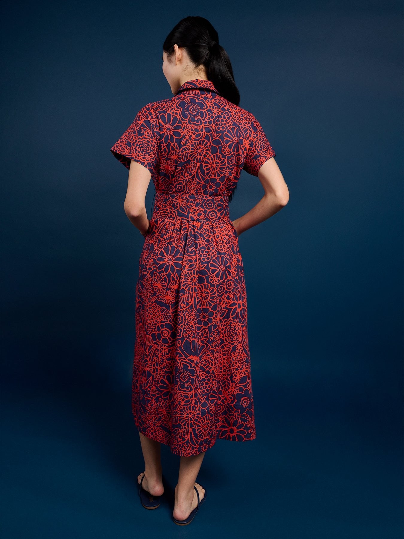 HEIDI dress Midsummer Navy and Red - Lesley Evers - cotton dress - Dress - heidi