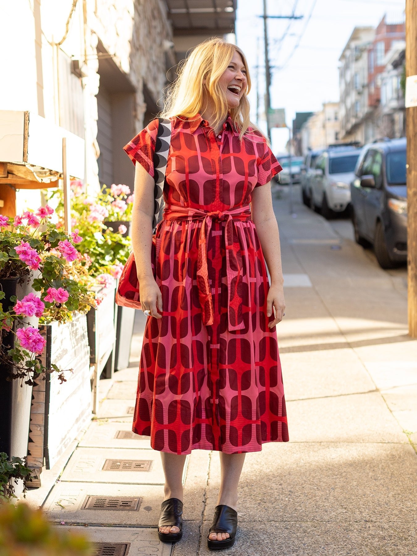 HEIDI dress Sausalito Red - Lesley Evers - cotton dress - Dress - Printed Dress