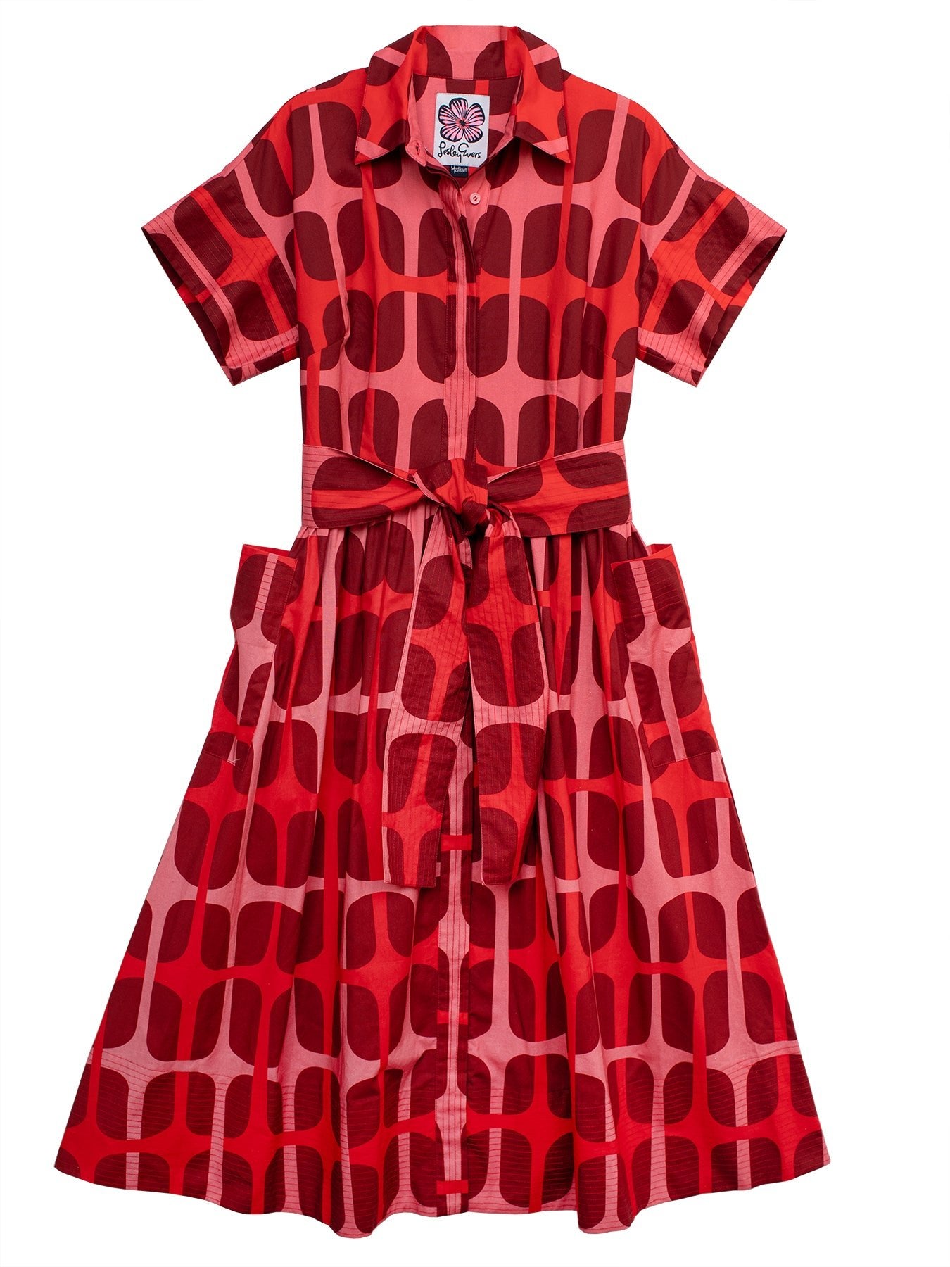 HEIDI dress Sausalito Red - Lesley Evers - cotton dress - Dress - Printed Dress