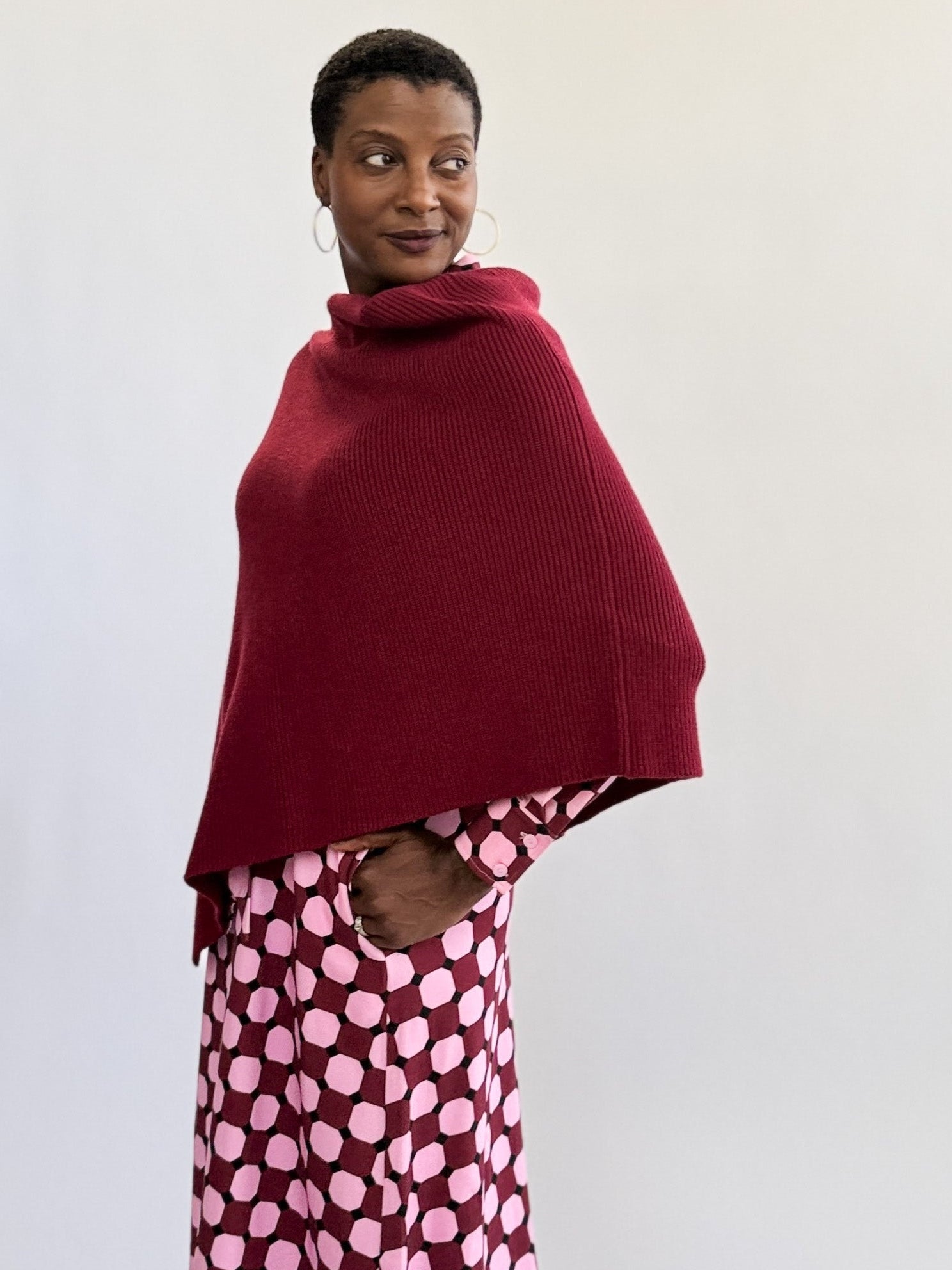 HELEN poncho Burgundy - Lesley Evers-rain poncho-Shop-Shop/All Products