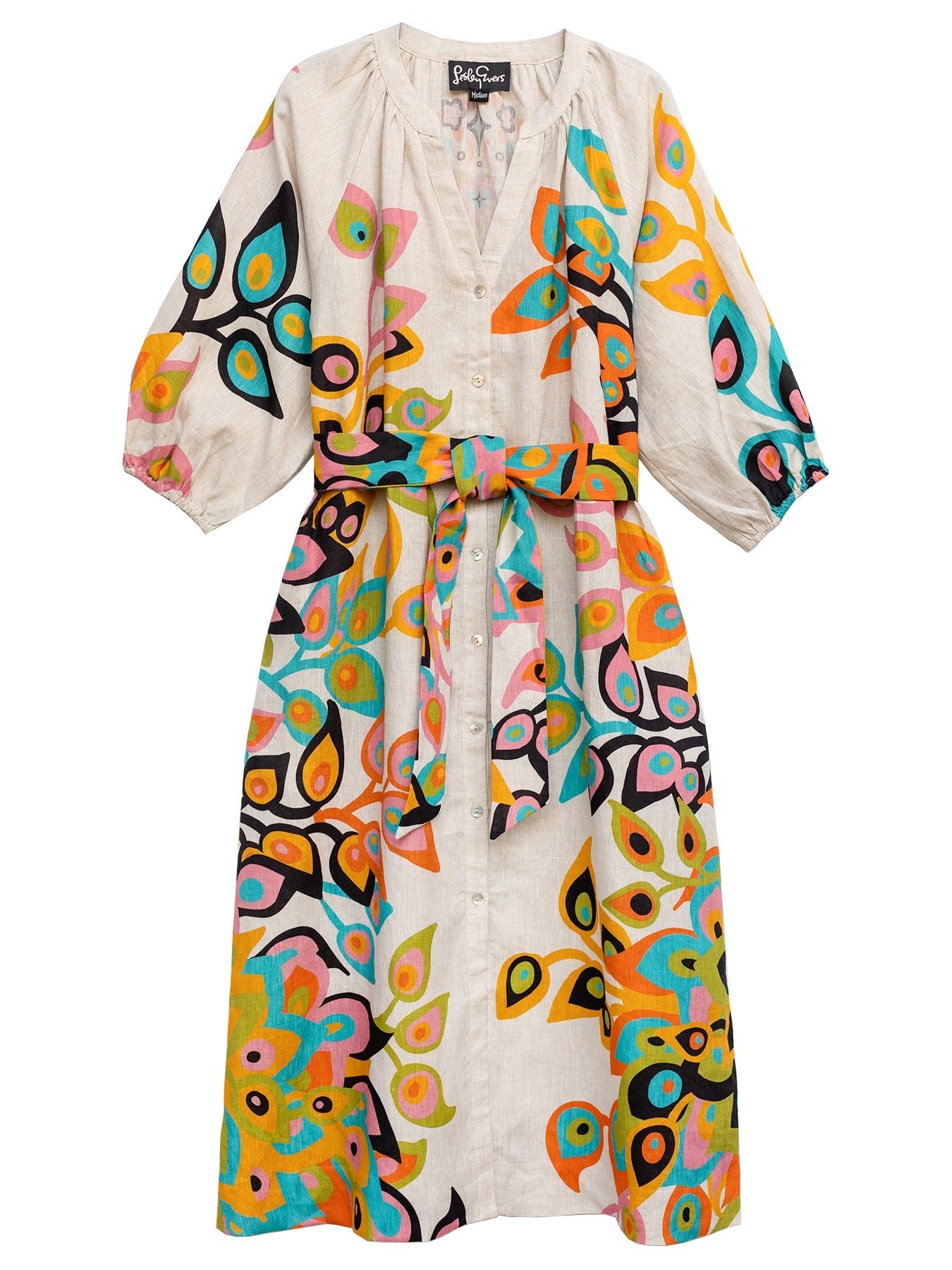 Henrietta Dress Peacock Natural - Lesley Evers -