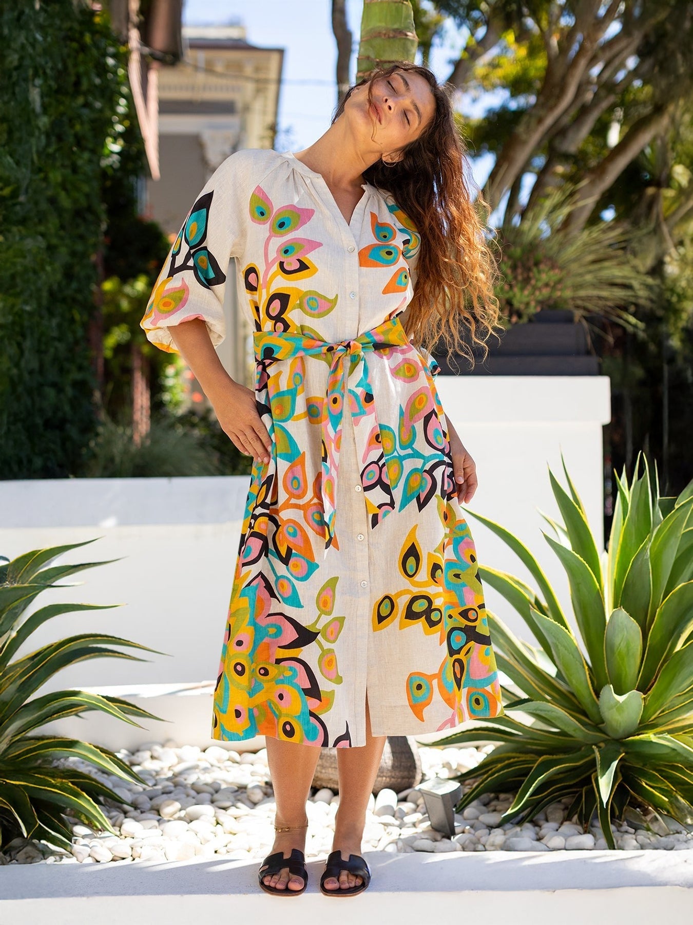 HENRIETTA dress Peacock Natural - Lesley Evers -
