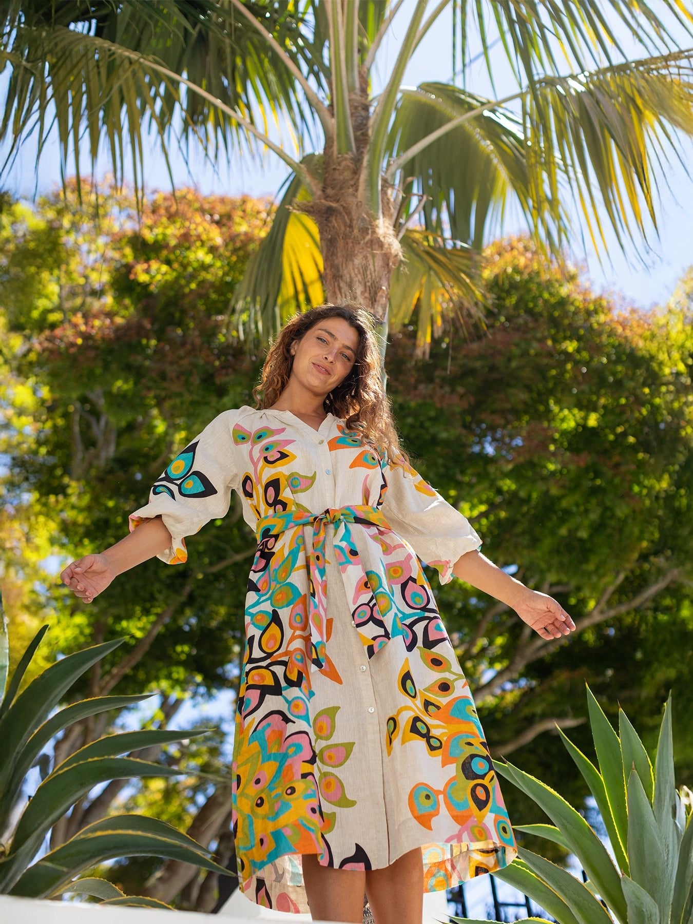 Henrietta Dress Peacock Natural - Lesley Evers -