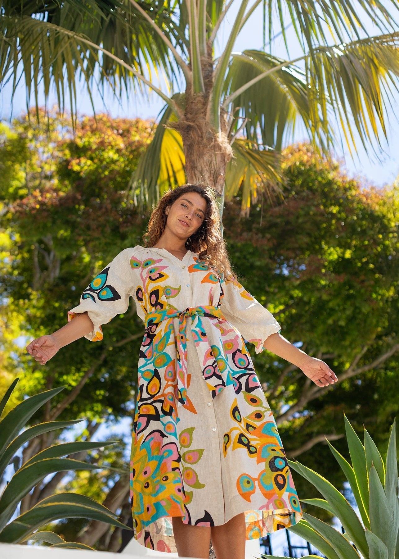 Henrietta Dress Peacock Natural - Lesley Evers -