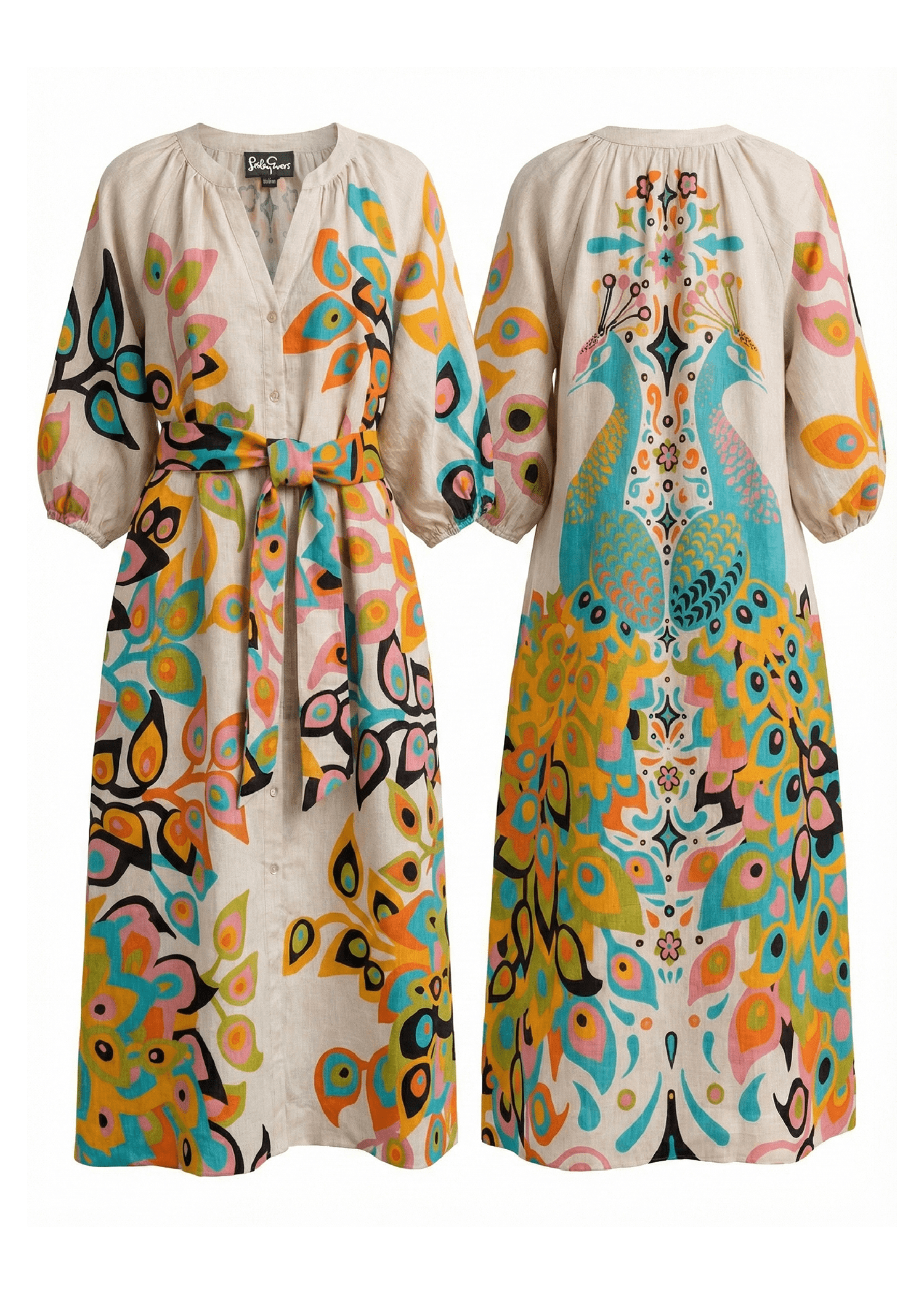 HENRIETTA dress Peacock Natural - Lesley Evers -