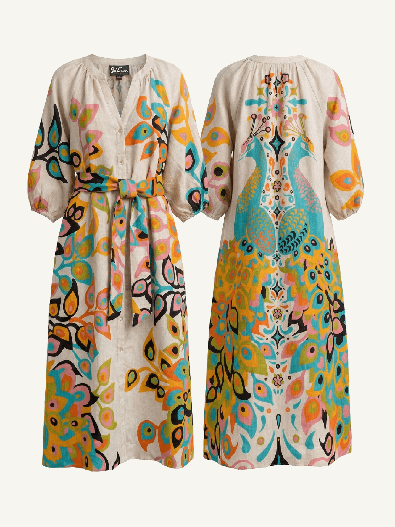 HENRIETTA dress Peacock Natural - Lesley Evers -