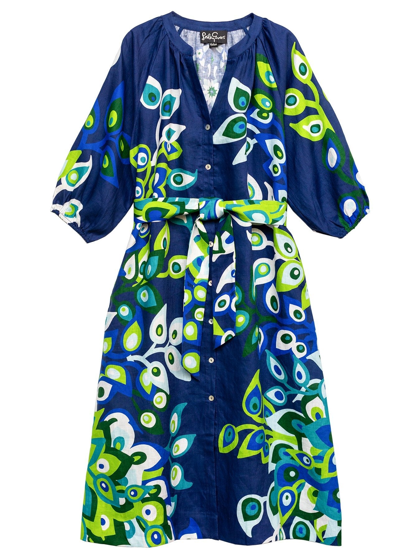 Henrietta Dress Peacock Navy - Lesley Evers -