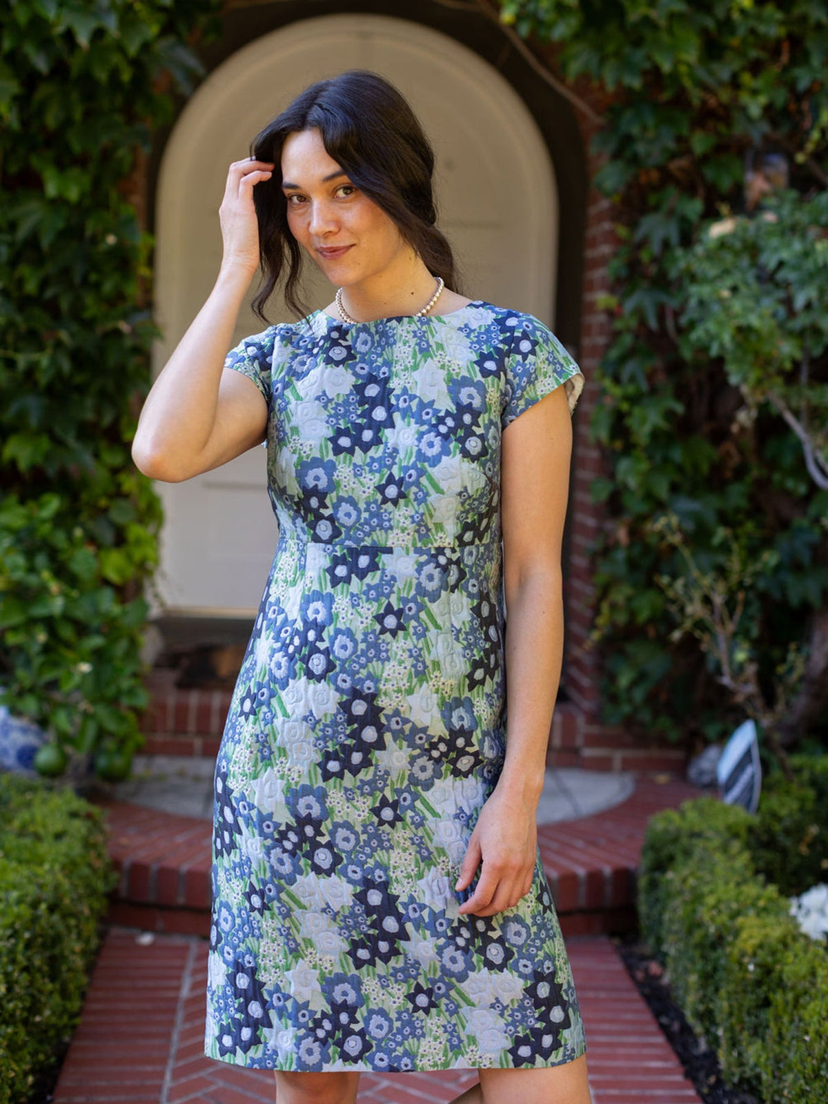 HOLLY dress Daffodils Blue - Lesley Evers-coat-lined coat-new