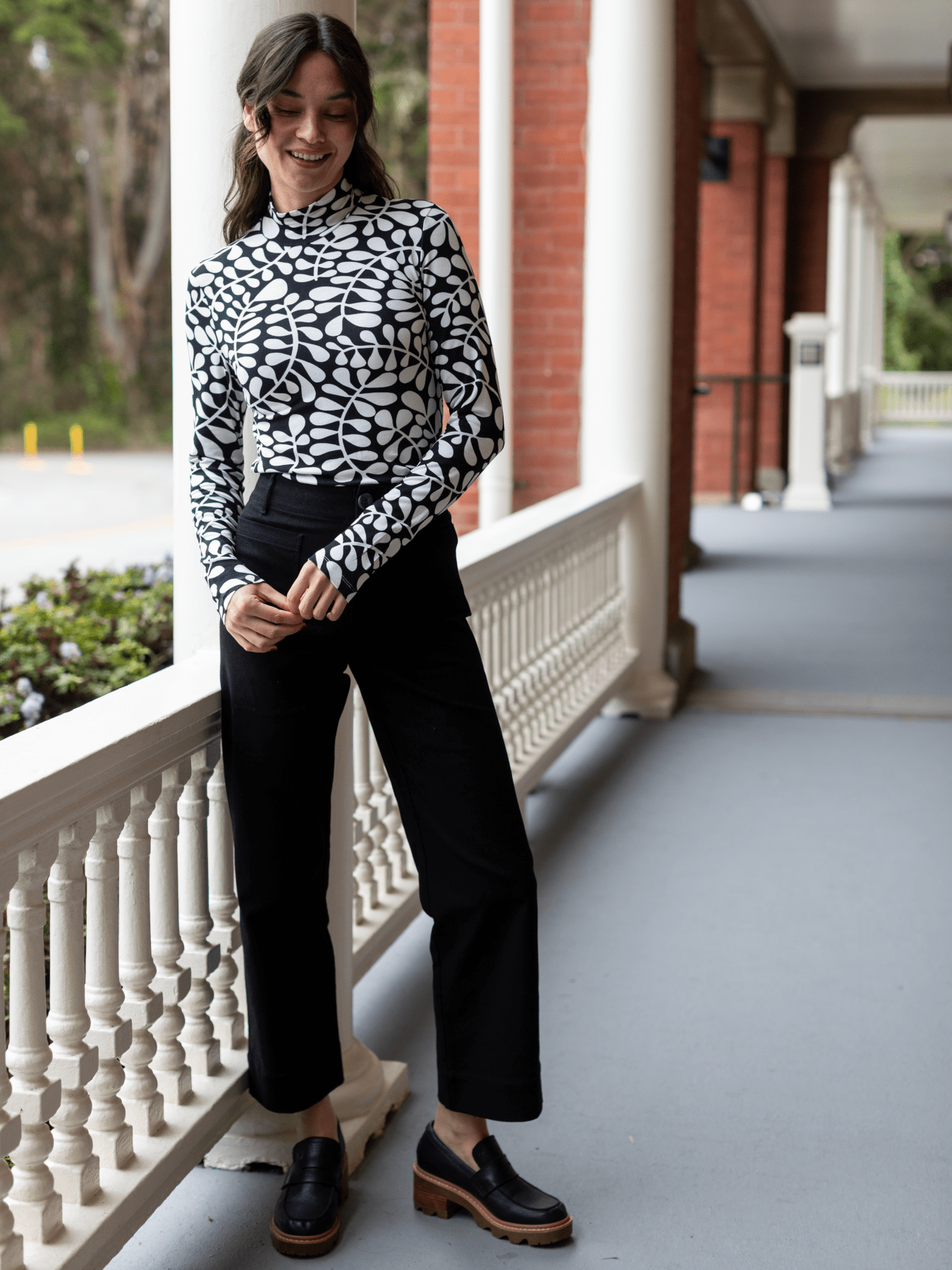 IDA tee Fern Black and White - Lesley Evers - basics - ida - long sleeve