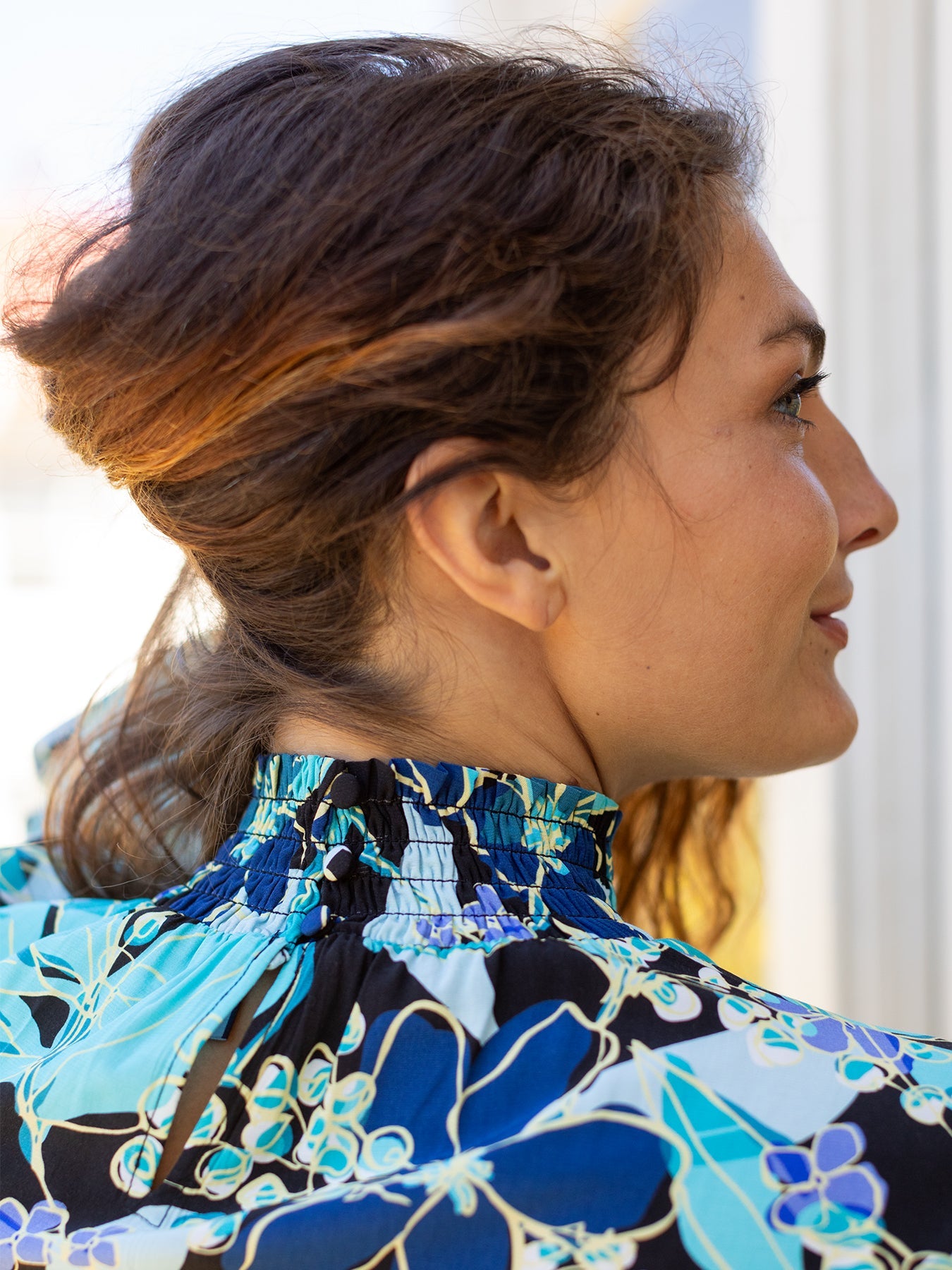 INGRID blouse Plum Blossom Blue - Lesley Evers - Shop - Shop/All Products - Shop/Separates