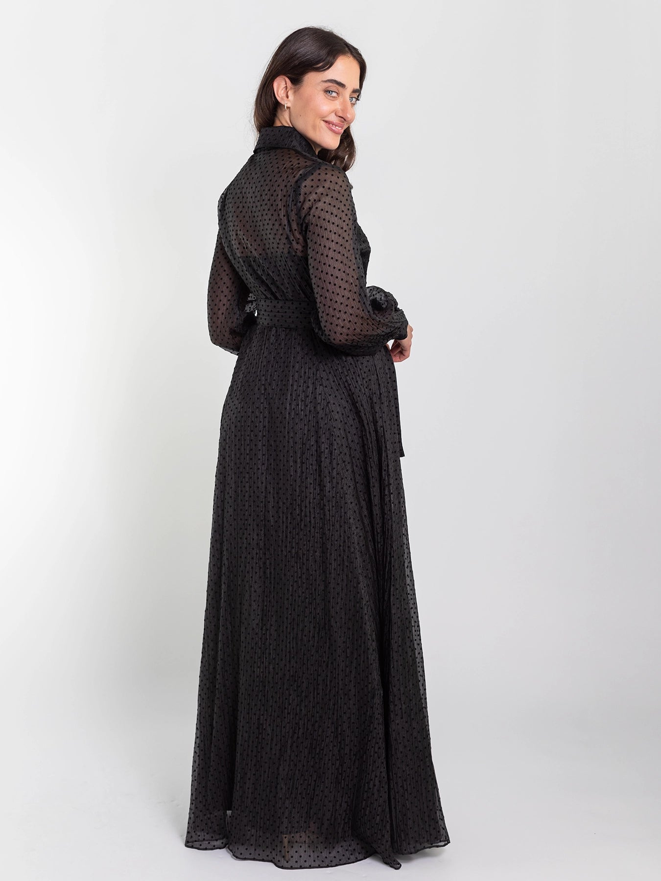 ISADORA dress Black Velvet Dots - Lesley Evers - Dress - formal - Shop