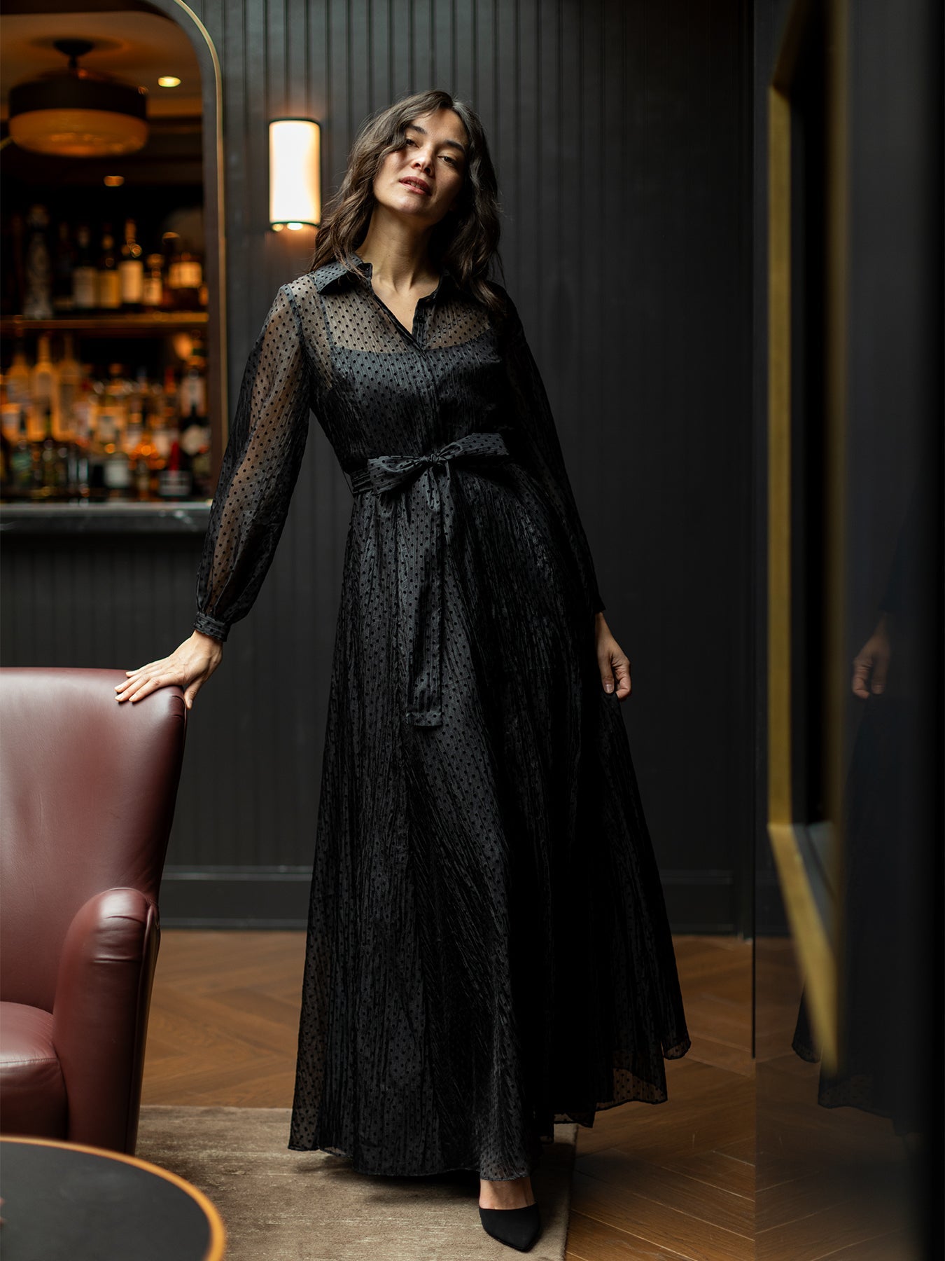 ISADORA dress Black Velvet Dots - Lesley Evers - Dress - formal - Shop