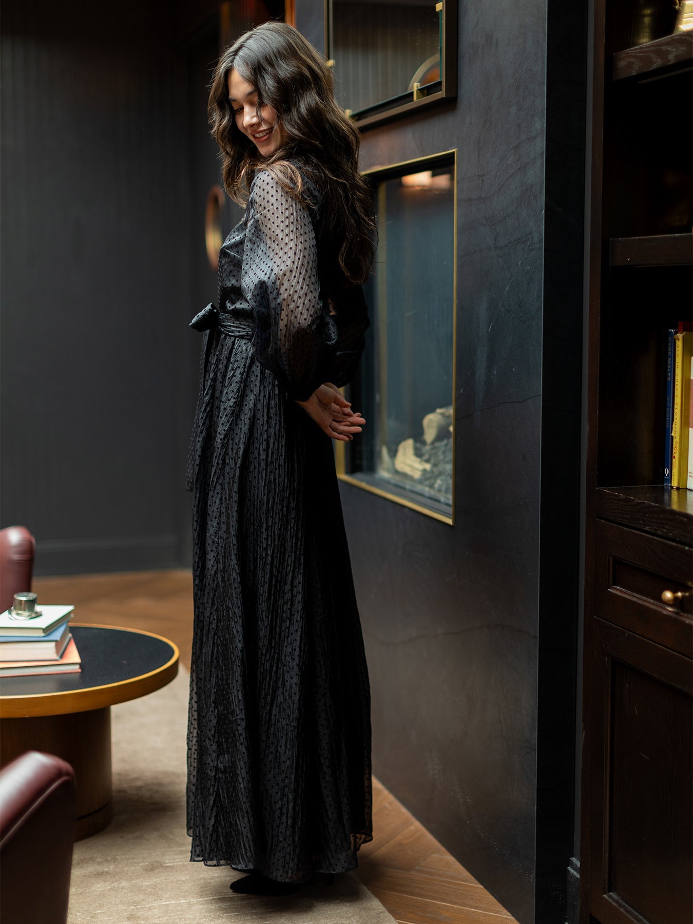 ISADORA dress Black Velvet Dots - Lesley Evers - Dress - formal - Shop