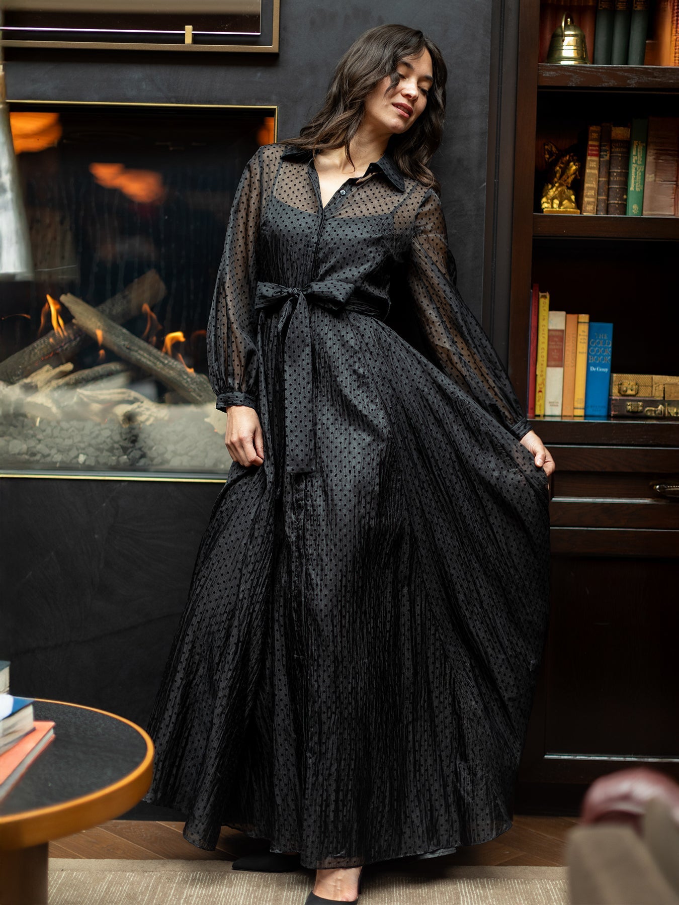 ISADORA dress Black Velvet Dots - Lesley Evers - Dress - formal - Shop