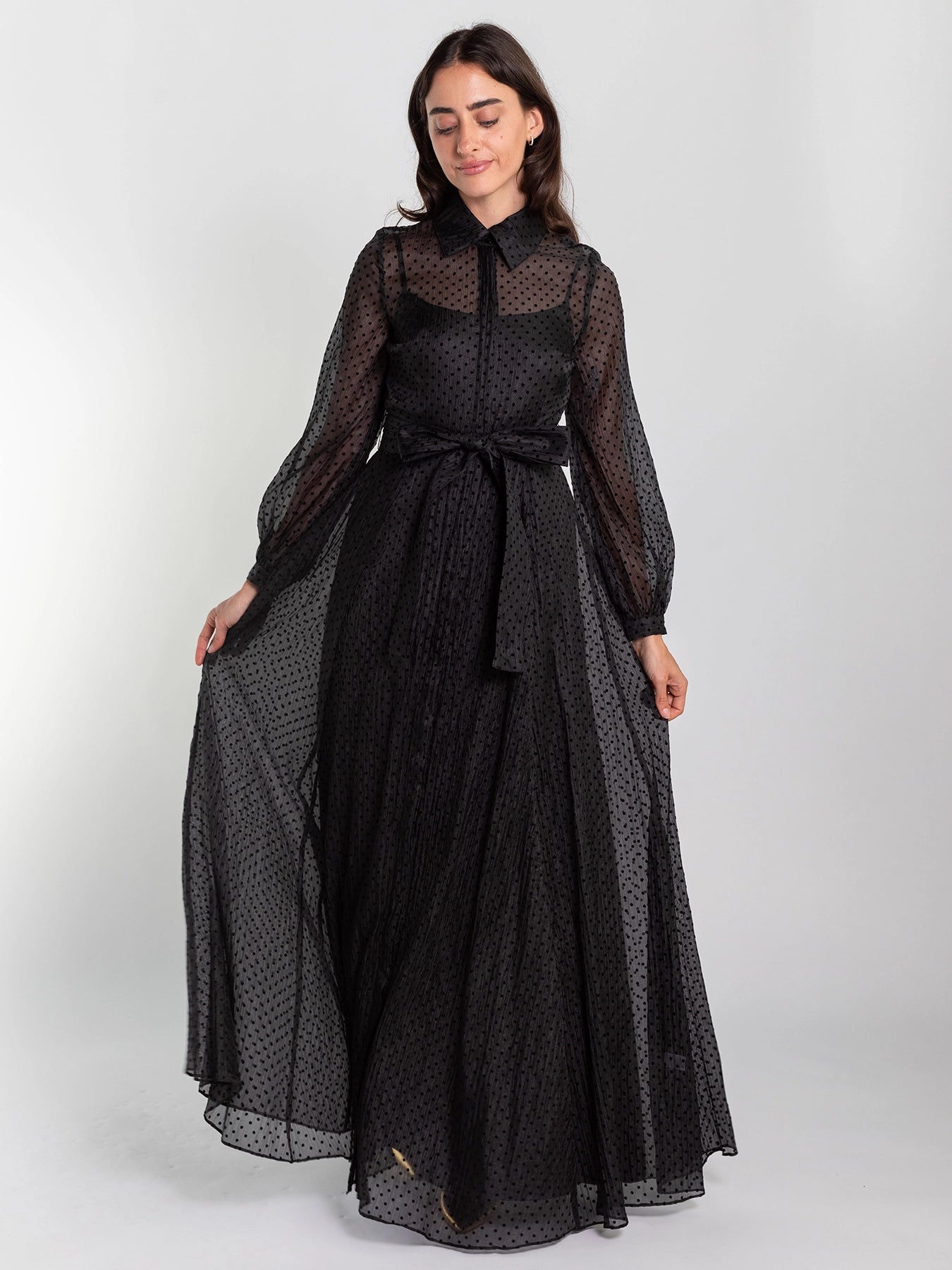 ISADORA dress Black Velvet Dots - Lesley Evers - Dress - formal - Shop