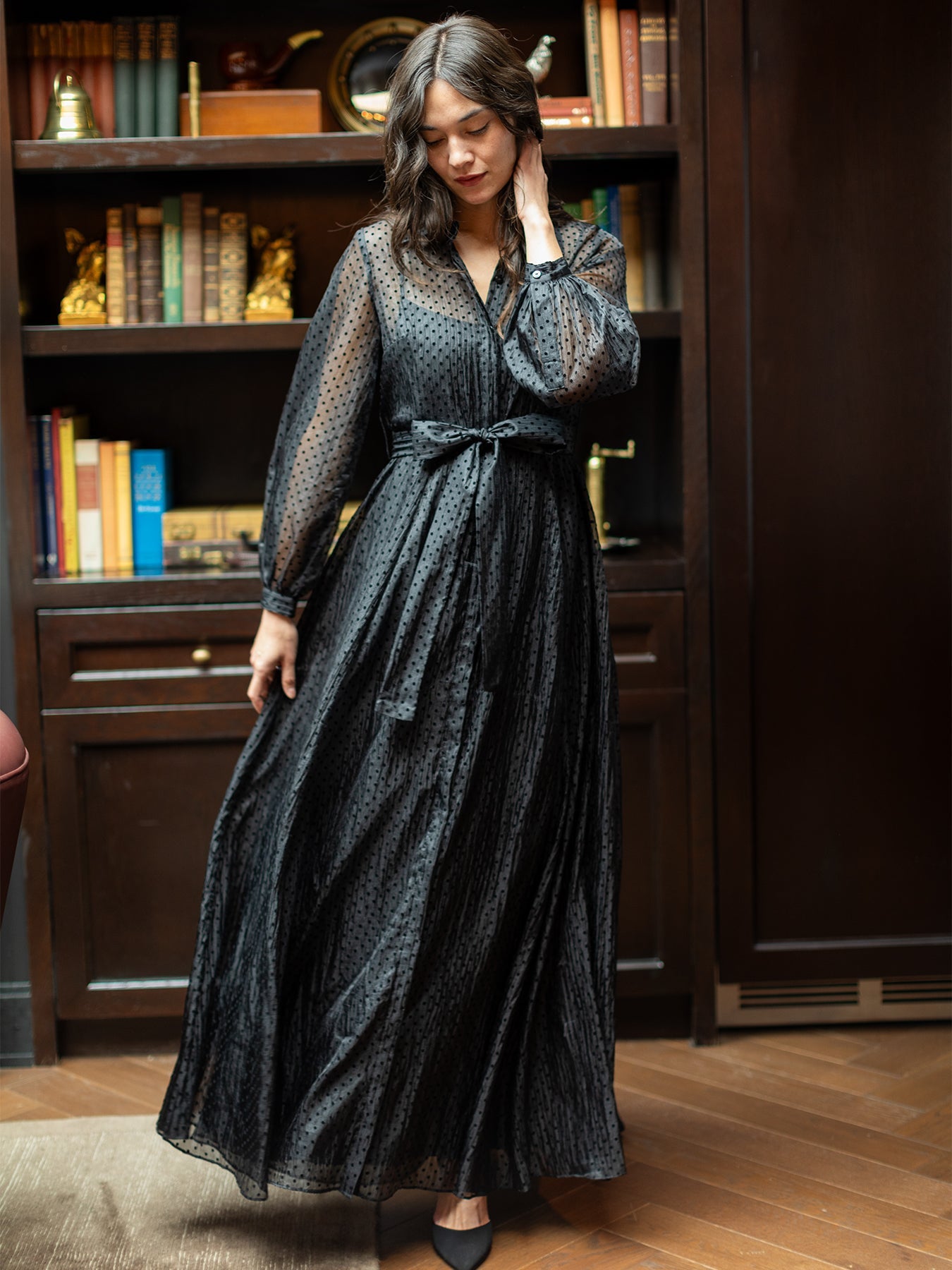 ISADORA dress Black Velvet Dots - Lesley Evers - Dress - formal - Shop