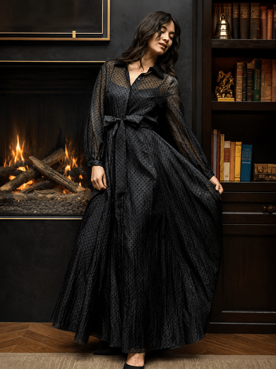 ISADORA dress Black Velvet Dots - Lesley Evers - Dress - formal - Shop