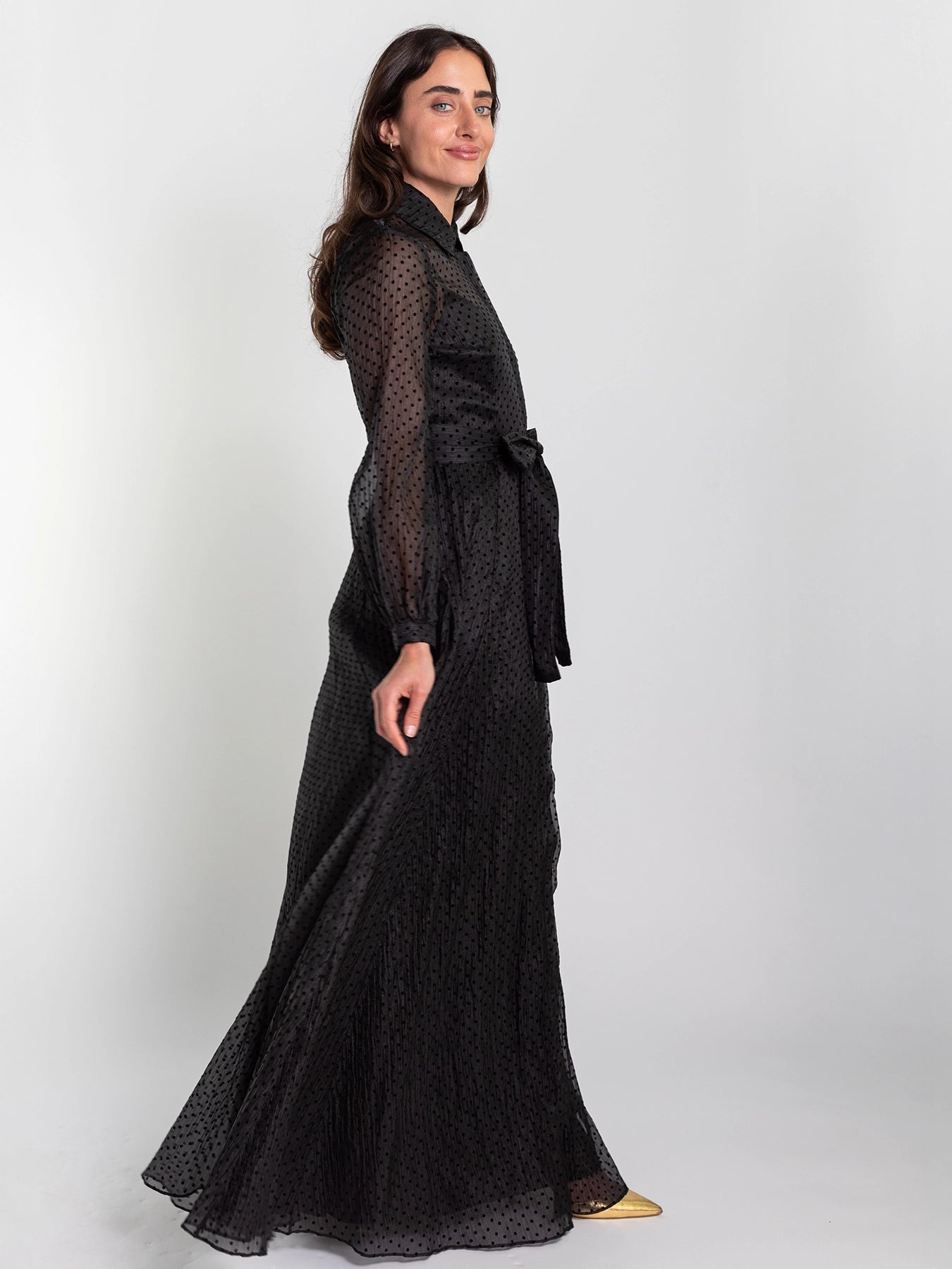 ISADORA dress Black Velvet Dots - Lesley Evers - Dress - formal - Shop