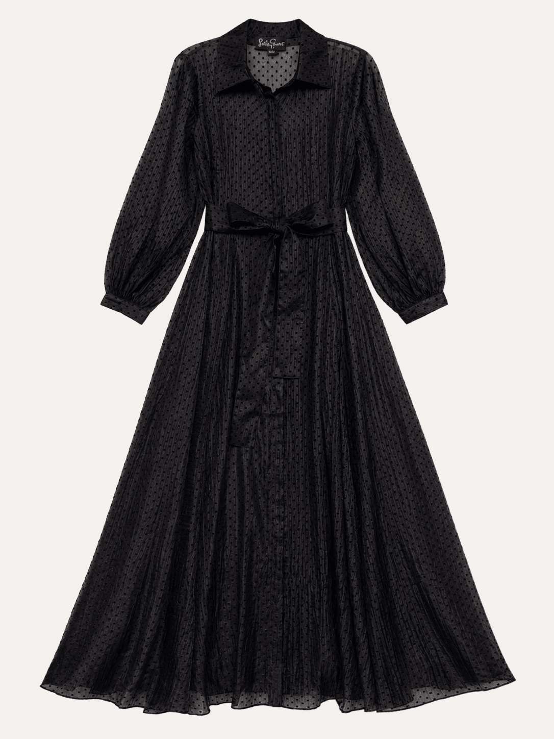 ISADORA dress Black Velvet Dots - Lesley Evers-Dress-formal-gown