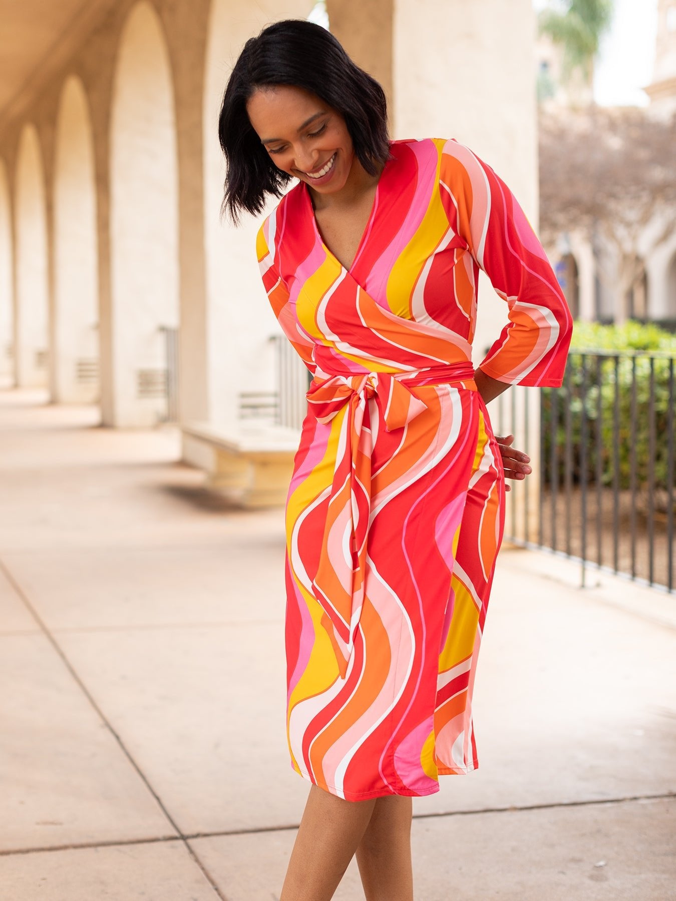 JACKIE wrap dress Pink Wave - Lesley Evers - Dress - pink wave - Shop