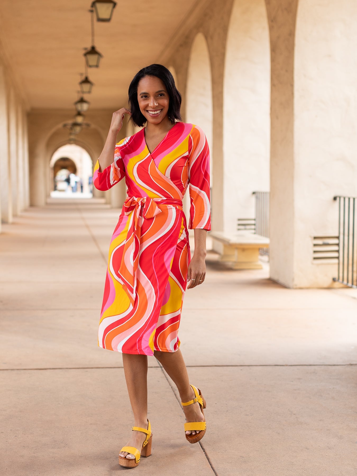 JACKIE wrap dress Pink Wave - Lesley Evers - Dress - pink wave - Shop