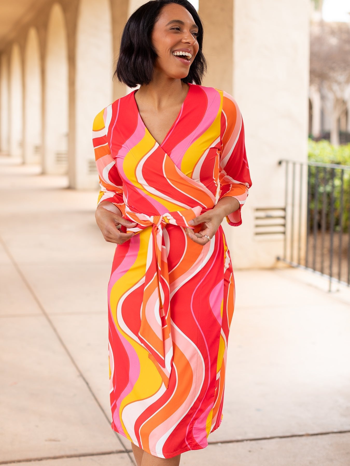 JACKIE wrap dress Pink Wave - Lesley Evers - Dress - pink wave - Shop