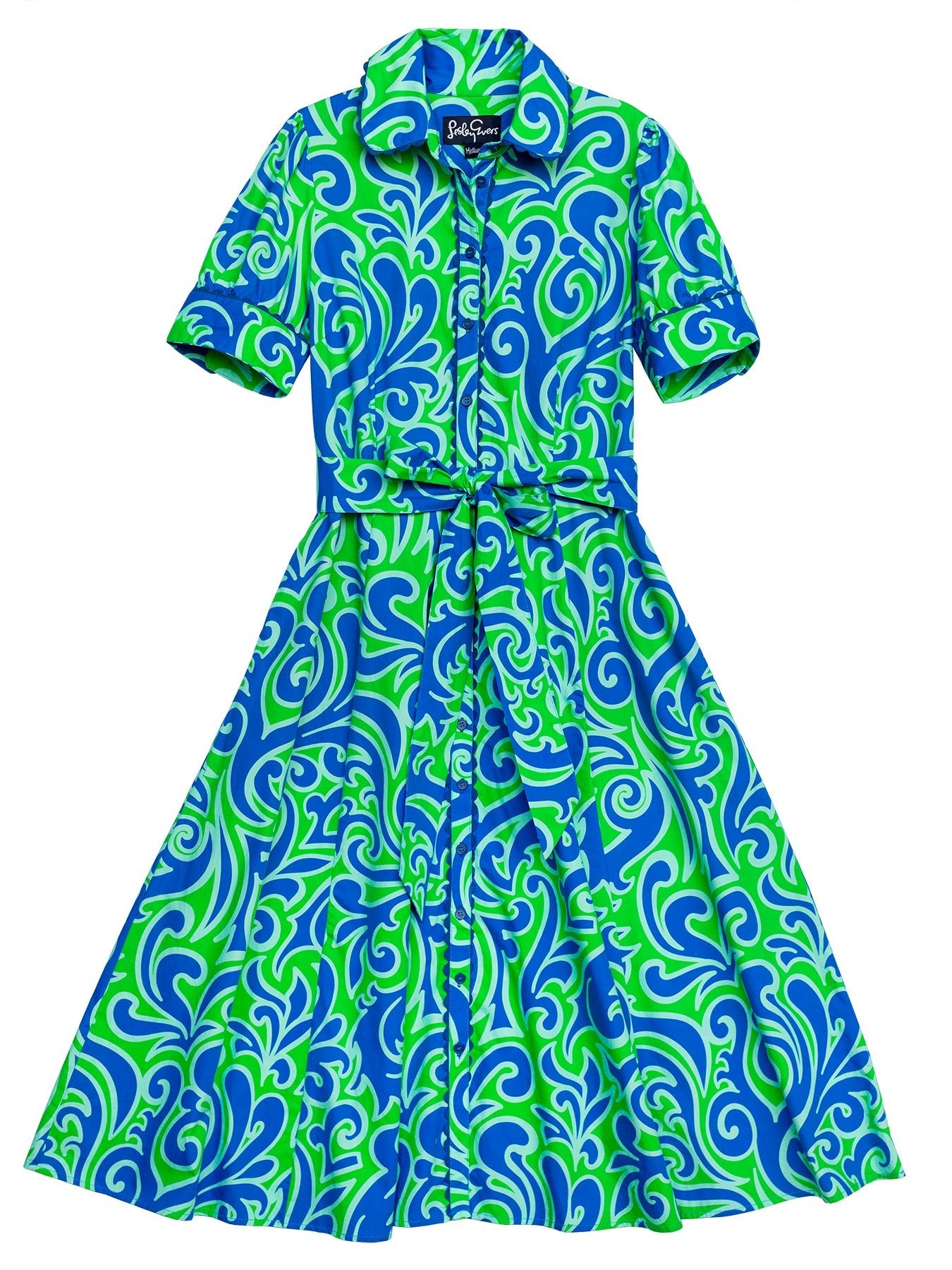 JANE dress Filigree Green - Lesley Evers - cotton dress - Dress - Printed Dress