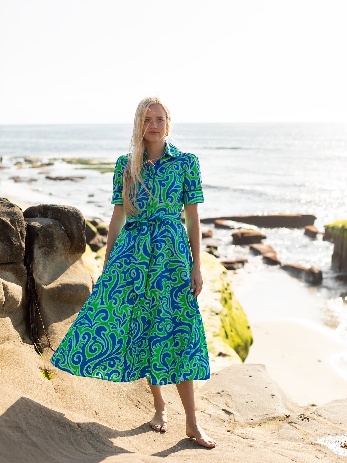 JANE dress Filigree Green - Lesley Evers - cotton dress - Dress - Printed Dress