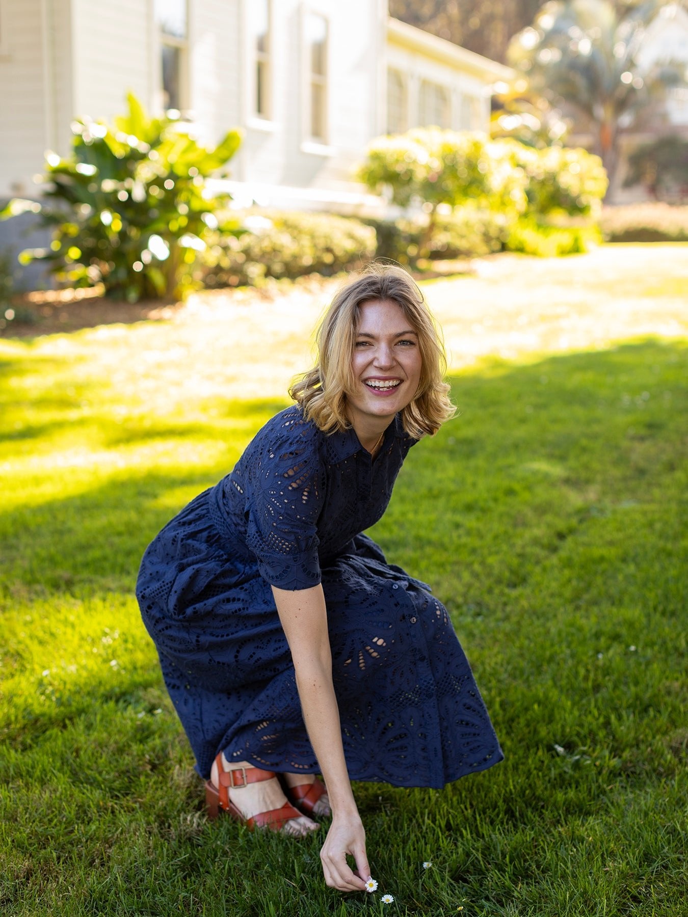 JANE dress Navy Eyelet - Lesley Evers - Dress - eyelet - eyelet dress