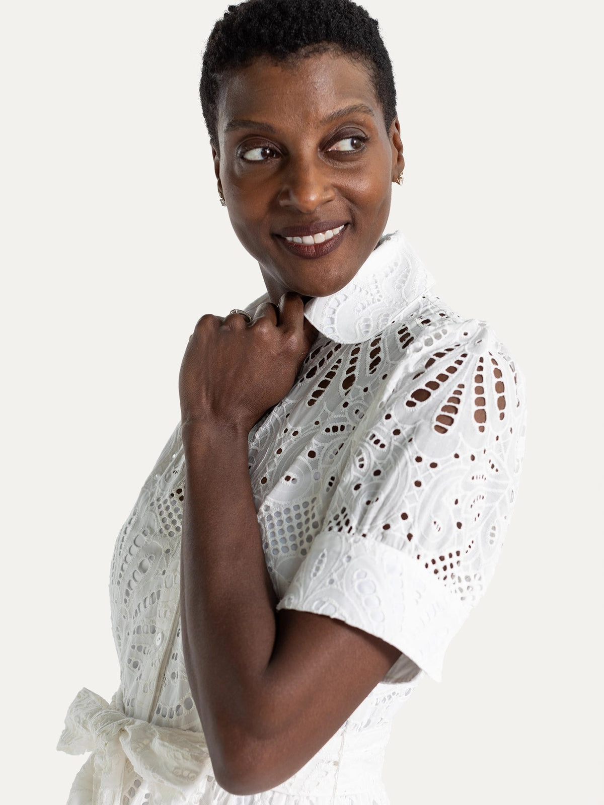 JANE dress White Eyelet - Lesley Evers-Dress-eyelet-eyelet dress