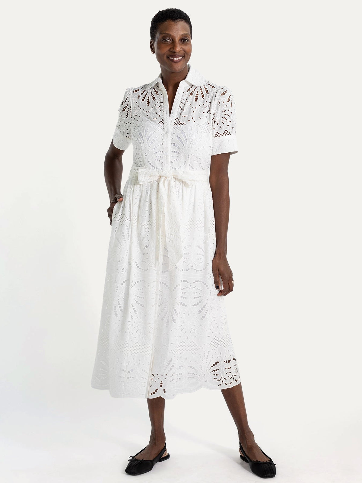 JANE dress White Eyelet - Lesley Evers-Dress-eyelet-eyelet dress