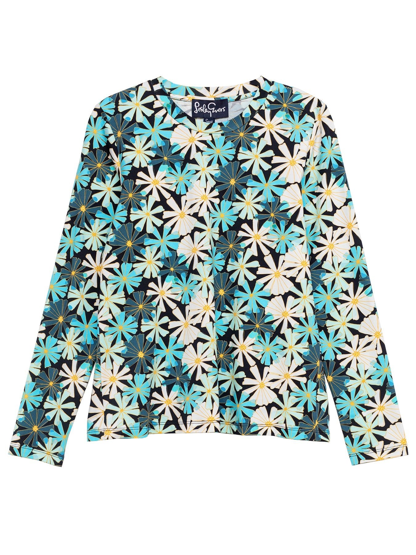 JEANETTE tee Asters Blue - Lesley Evers - Black - black and white - Shop