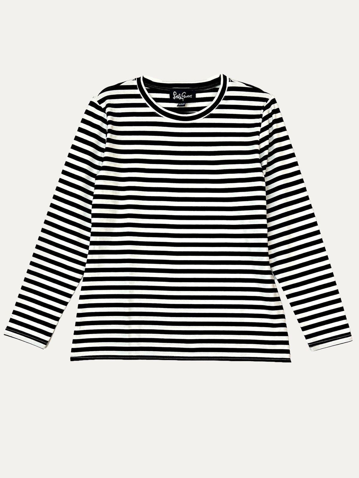 JEANETTE tee Black & Ivory Stripe - Lesley Evers-Black-black and white-Shop