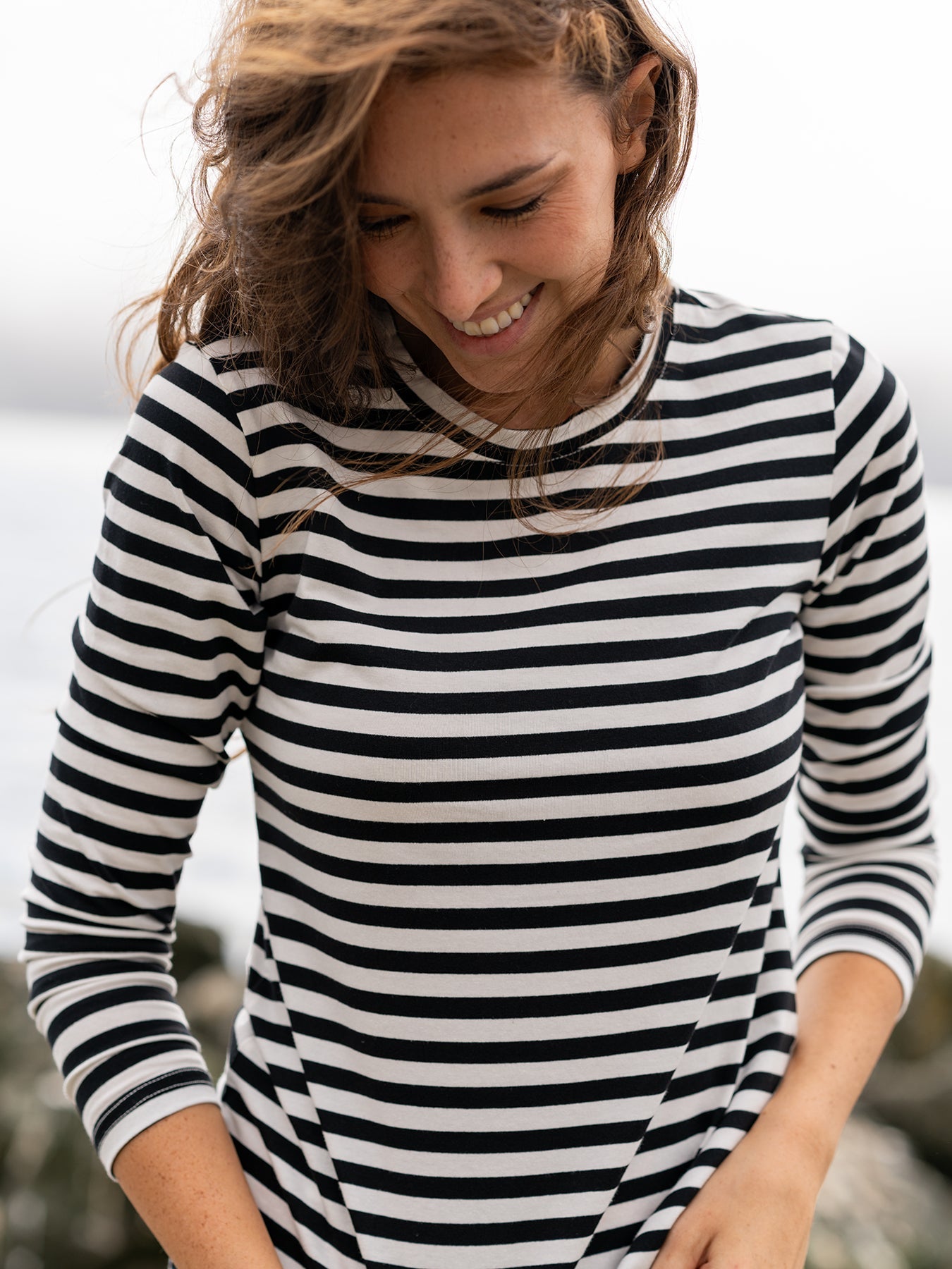 JEANETTE tee Black & Ivory Stripe - Lesley Evers - Black - black and white - Shop