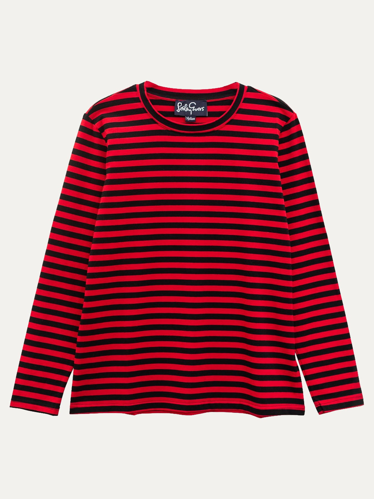 JEANETTE tee Black & Red Stripe - Lesley Evers-Black-black and red-cardinal