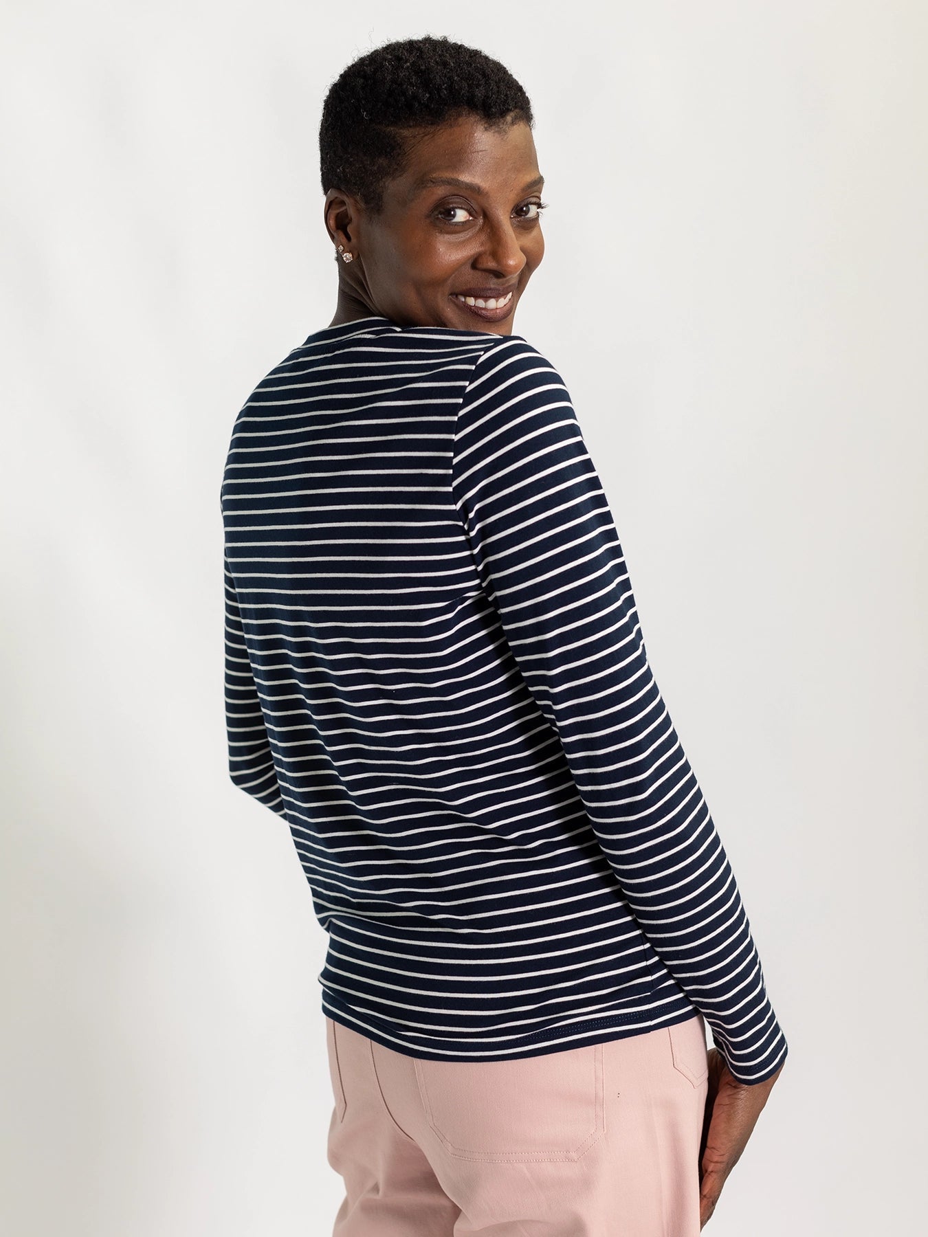 JEANETTE tee Navy & White Stripe - Lesley Evers - Black - black and white - Shop