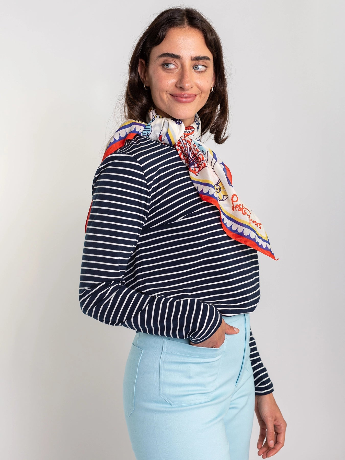 JEANETTE tee Navy & White Stripe - Lesley Evers - Black - black and white - Shop